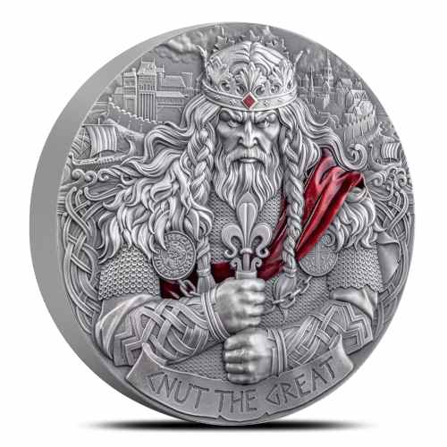 2025 2 oz Colorized Antique Cameroon Silver The Way to Valhalla King Cnut The Great Coin (Box + CoA)