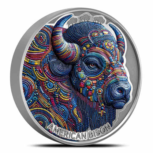 2025 2 oz Colorized Antique Cameroon Silver American Bison Coin (Box + CoA)
