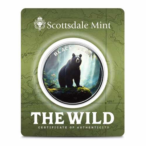 1 oz Scottsdale Colorized Silver The Wild Black Bear Round (Certi-Lock)