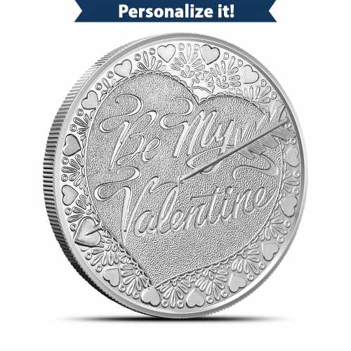 1 oz Engravable Silvertowne Be My Valentine Heart Silver Round (New)