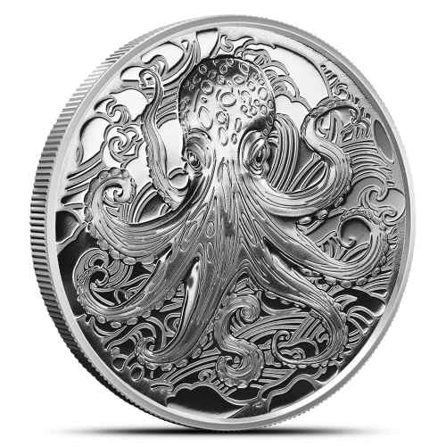 2025 1 oz Pitcairn Islands Silver Ocean Wonders Octopus Coin (BU)