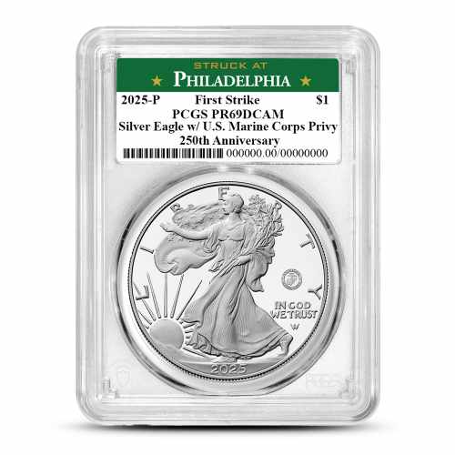 2025-P 1 oz Proof Marine Corps Privy American Silver Eagle Coin PCGS PR69 DCAM FS