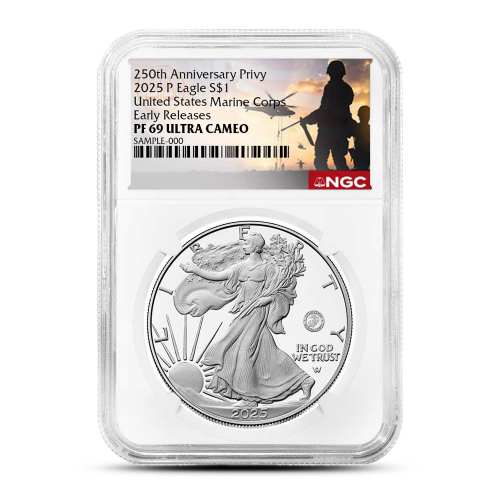 2025-P 1 oz Proof Marine Corps Privy American Silver Eagle Coin NGC PF69 UCAM ER
