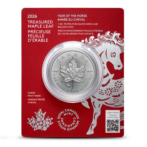 2026 1 oz Canadian Silver Treasured Maple Leaf Lunar Horse Privy Coin (New w Assay)