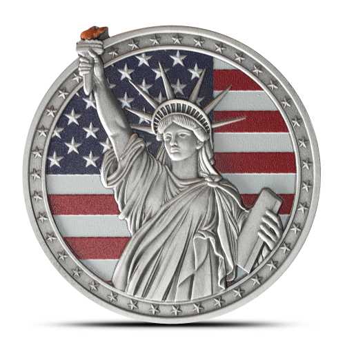 2025 1 oz Antique Colorized Samoa Silver Statue of Liberty Coin (Box + CoA)
