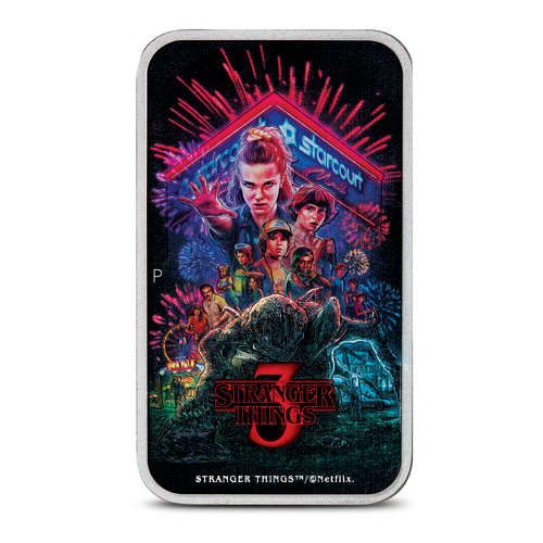 2026 1 oz Colorized Tuvalu Silver Stranger Things Season 3 Rectangular Coin (Box + CoA)