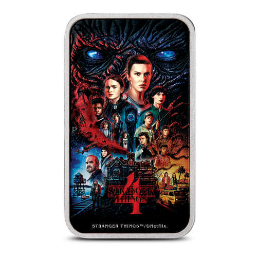 2026 1 oz Colorized Tuvalu Silver Stranger Things Season 4 Rectangular Coin (Box + CoA)