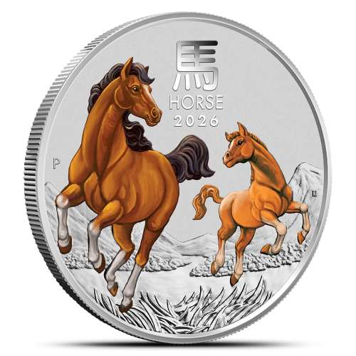 2026 2 oz Colorized Australian Silver Lunar Horse Coin (BU)