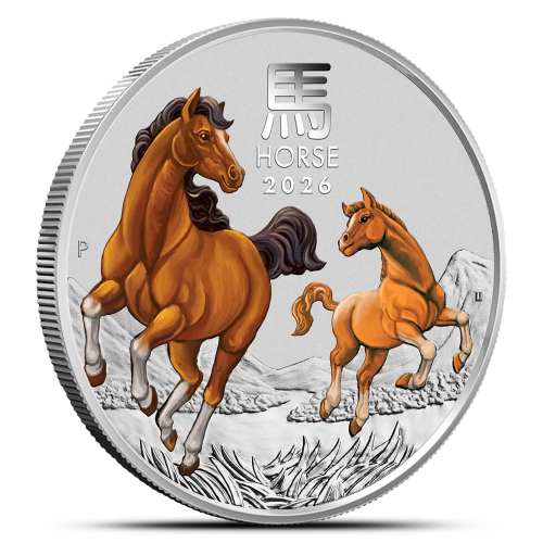 2026 1 oz Colorized Australian Silver Lunar Horse Coin (BU)