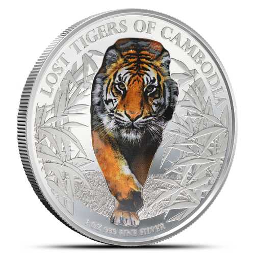 2026 1 oz Colorized Cambodia Silver Lost Tigers Coin (BU)