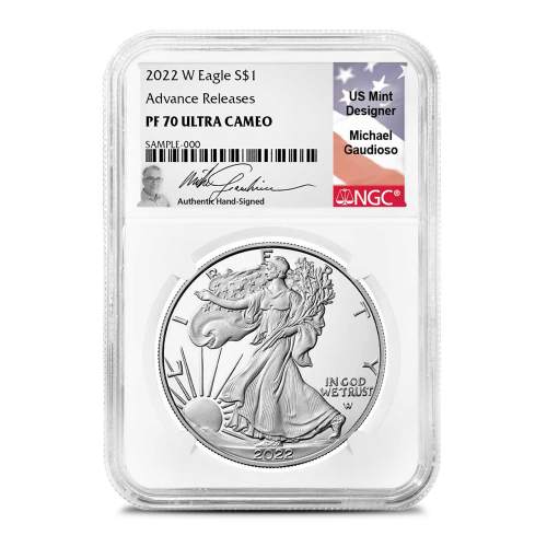 2022-W 1 oz Proof American Silver Eagle Coin NGC PF70 UCAM AR (Michael Gaudioso Label)