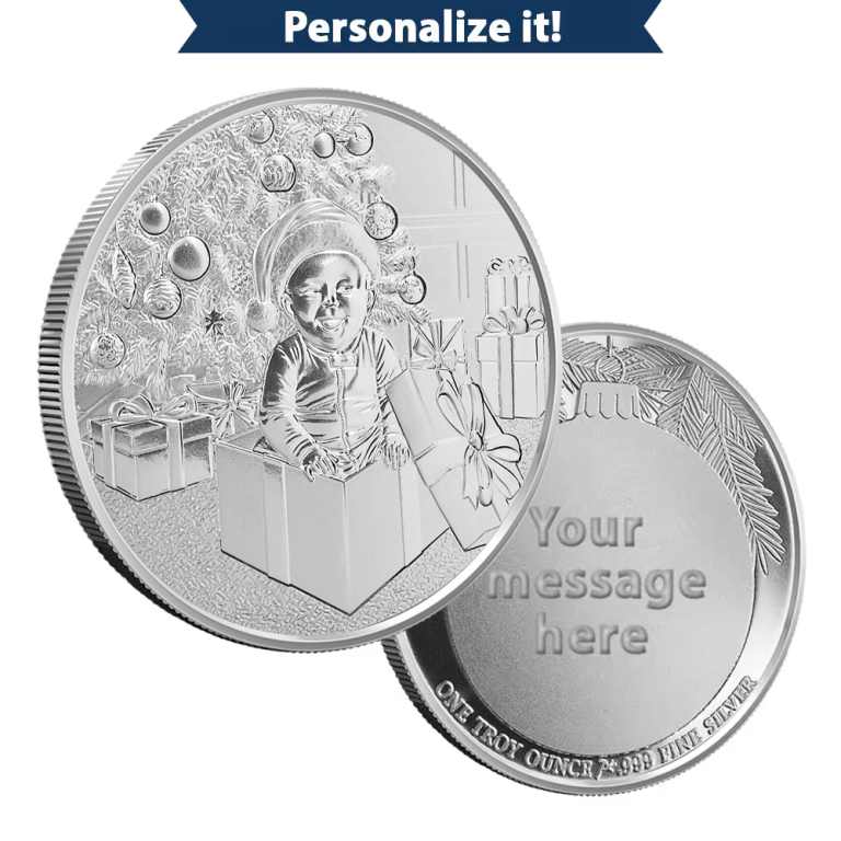 1 oz Engravable Babys First Christmas Silver Round (New)