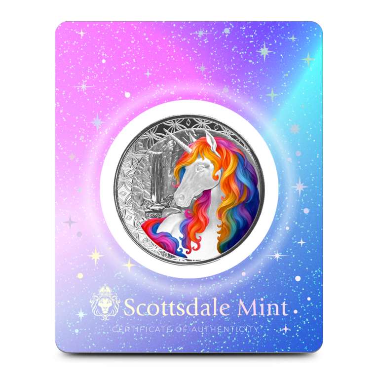 2025 1 oz Colorized Fiji Silver Blossom Unicorn Coin (Certi-Lock)
