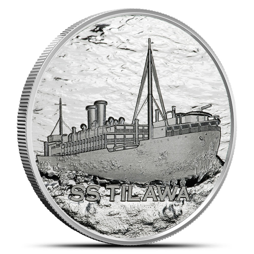 油彩『Slumbering Silver Screen』(眠る銀幕) Buy SS Tilawa Shipwreck Silver Bullion | JM Bullion™
