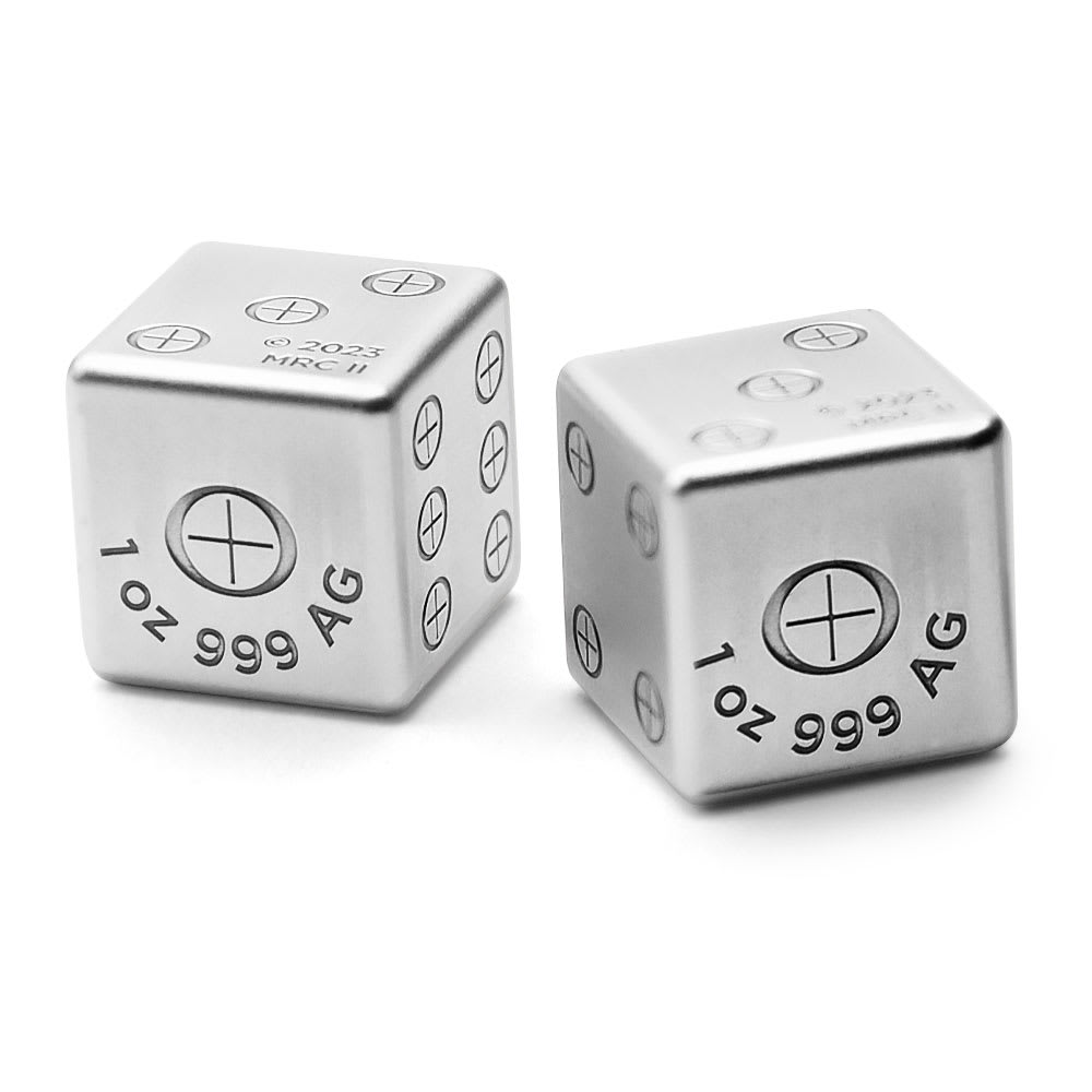 2 x 1 oz Antique Ozark Silver Dice Set (Box + CoA) l JM Bullion™
