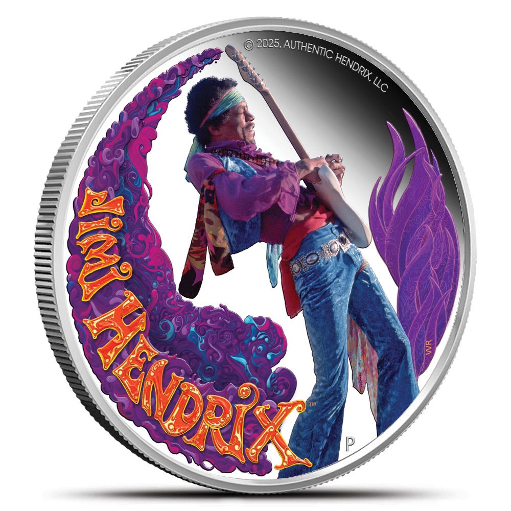 2025 1 oz Proof Colorized Tuvalu Silver Jimi Hendrix Coin l JM