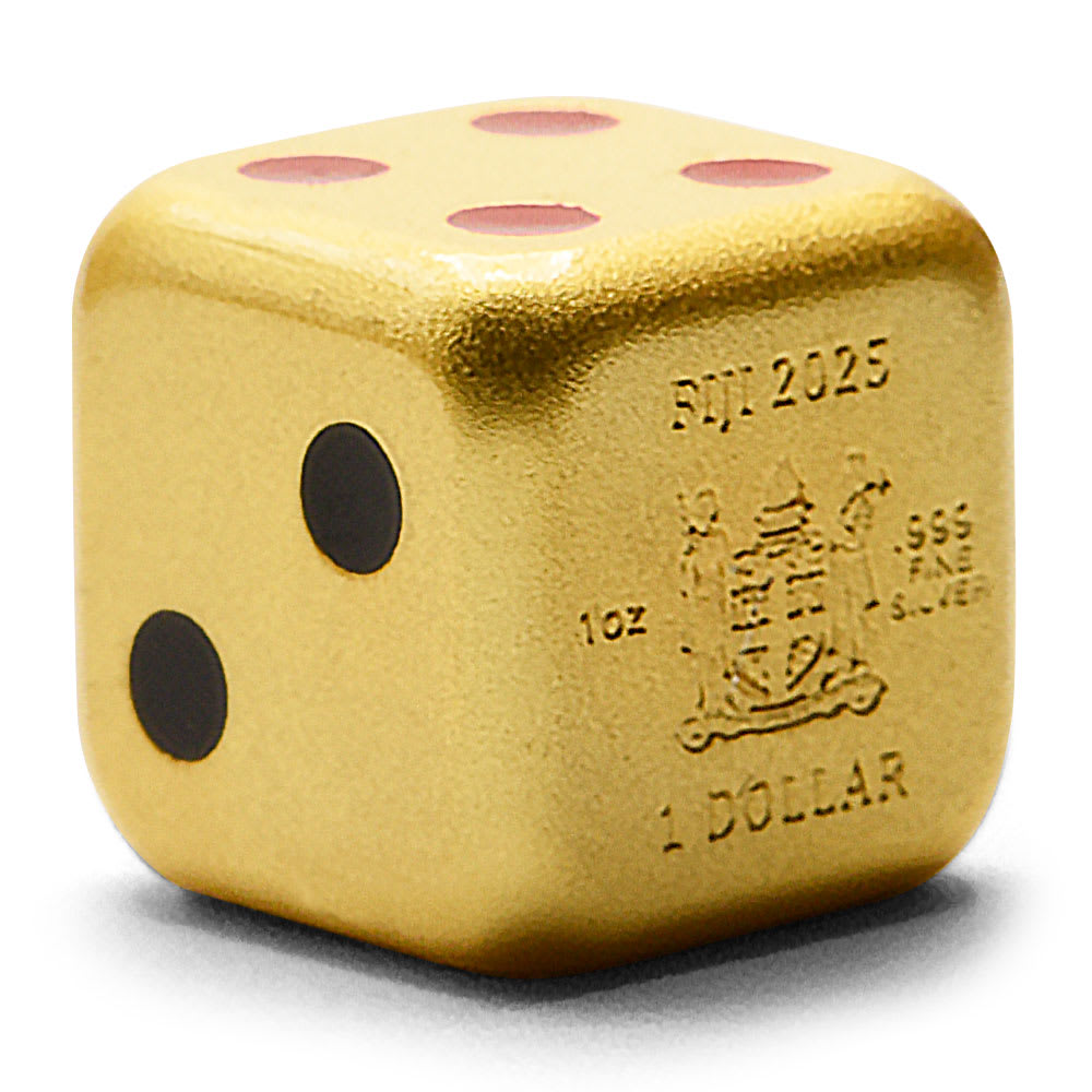 2025 1 oz Fiji Silver Year of the Snake Dice Coin (Gilded) l JM