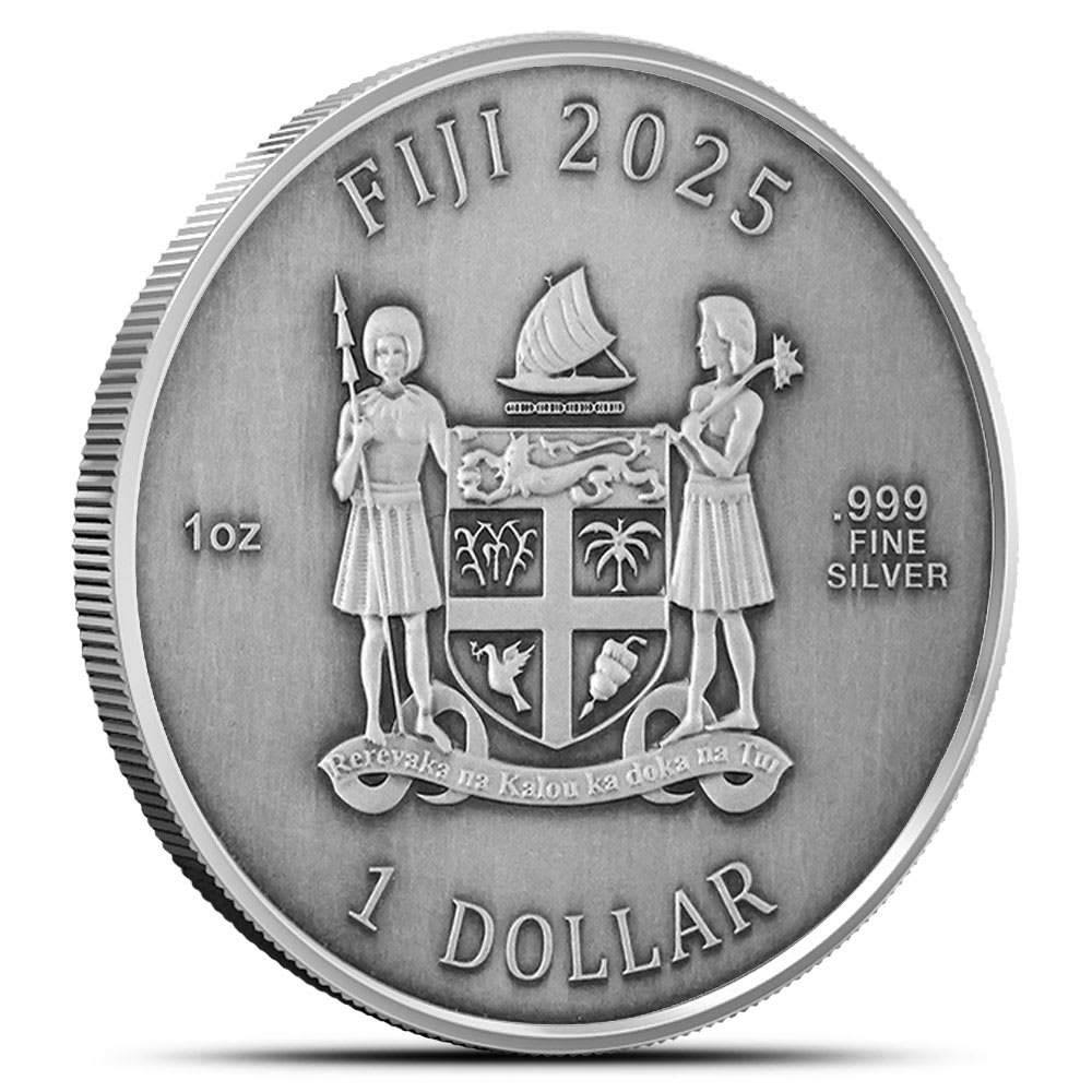 2025 1 oz Antique Fiji Silver Lion Head 3D Coin l JM Bullion™