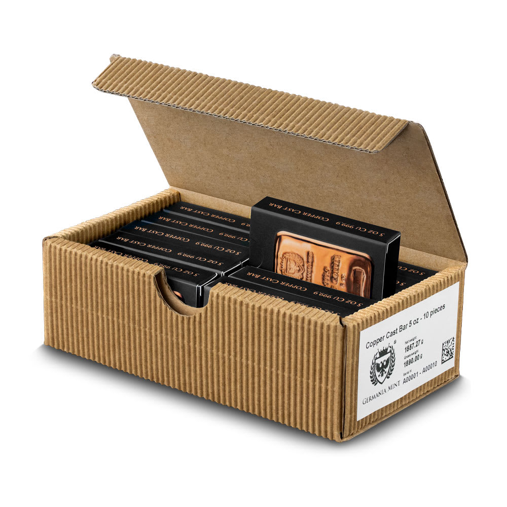 Lingot De Cuivre 999,9 ‰ Germania Mint – 5 Oz (155,5 G) Coulé Avec Certificat & Hologramme
