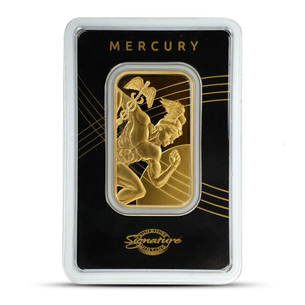 1 oz Sunshine Mercury Gold Bar (New w/ Assay, MintMark SI) l JM Bullion™