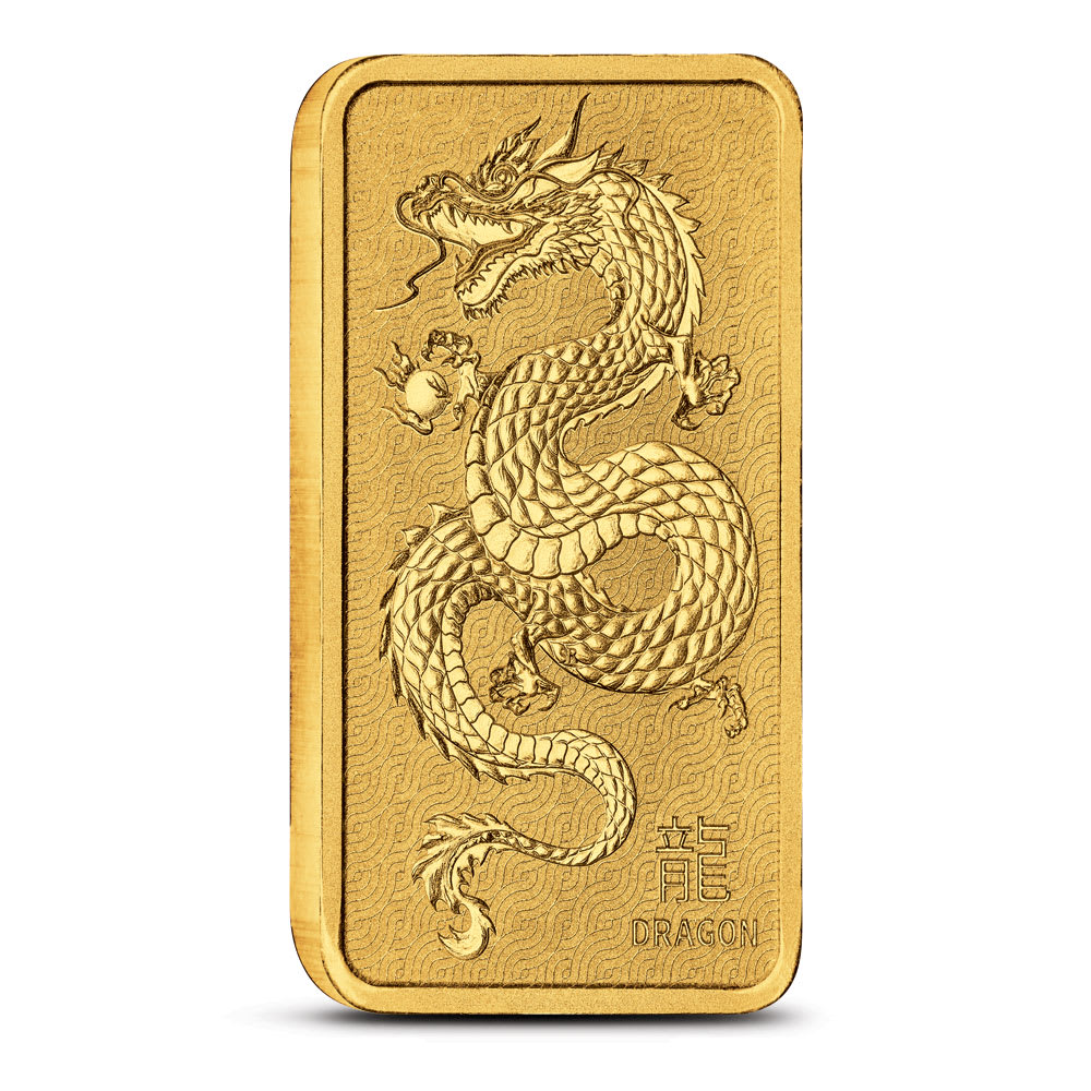 1 oz Perth Mint Lunar Dragon Gold Bar (New w/ Assay) l JM Bullion™