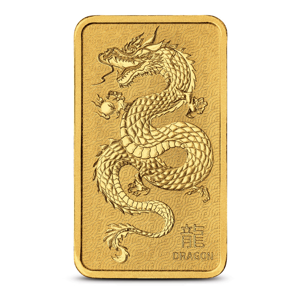 1 oz Perth Mint Lunar Dragon Gold Bar (New w/ Assay) l JM Bullion™