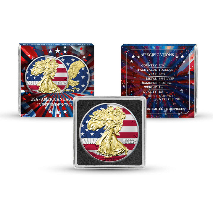2025 1 oz Colorized American Silver Eagle Coin (Gilded, In Capsule